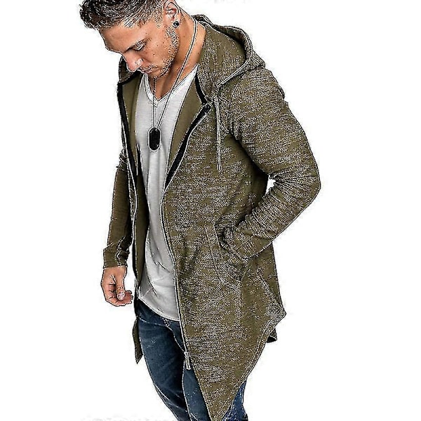 Herr Hooded Hoodie Zip Up Sweatshirt Ytterkläder Lång Jacka Kofta Kappa