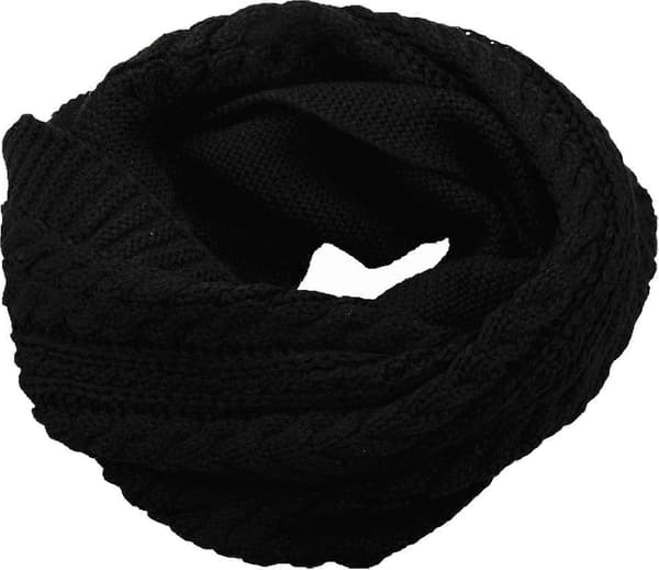 Dam Tjock Ribbstickad Vinter Infinity Cirkel Loop Halsduk Premium Crochet Black