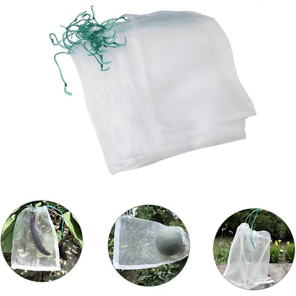 Kampanjförsäljning 100 Stycken Nylon Mesh-påse med Dragsko Druvfrukt Mesh-påsar Återanvändbara Fryspåsar Fruktträdgård Dragskopåse Bärbar Gurka Dragskor