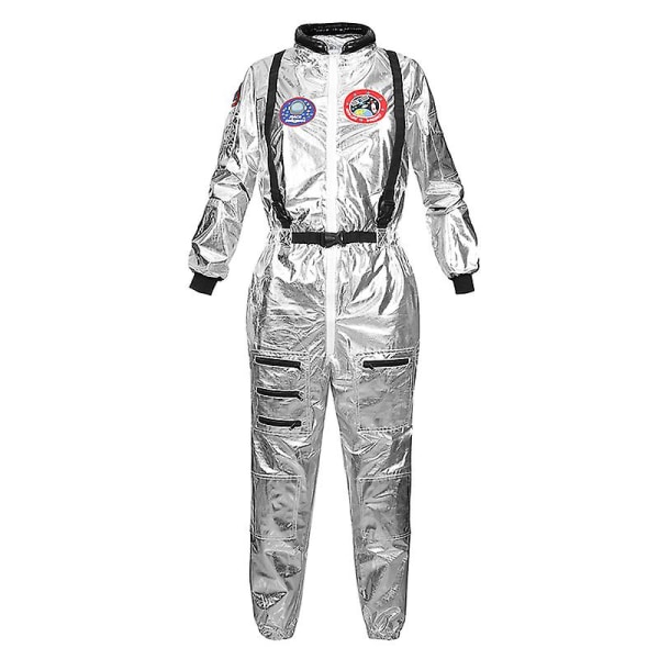 Astronautdräkt Vuxen Silver Spaceman Costume Plus Size Kvinnor Rymddräkt Festklädd Kostym Astronautdräkt Vuxna Vit man L