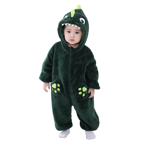 Qile Rabbits nya höst- och vinterstylingkläder för djur i två lager för 0-3-åriga bebisar är söt och bekväm dubbelsidig sammetsoverall dark green 73-80cm