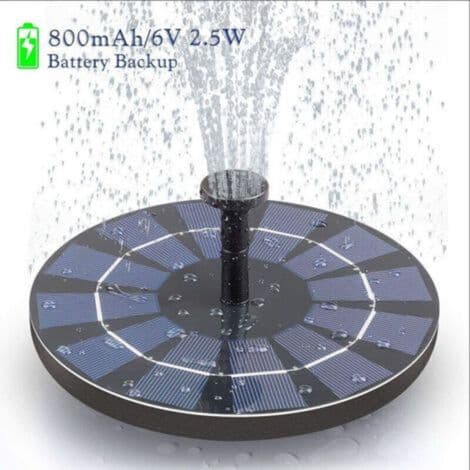 Indbygget 3W lithiumbatteri, 6 soldrevne havefuglebad springvandssprinklere
