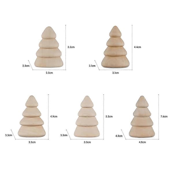 Julgransleksak Obehandlad julgransprydnad för dekoration 5-pack träpysselset