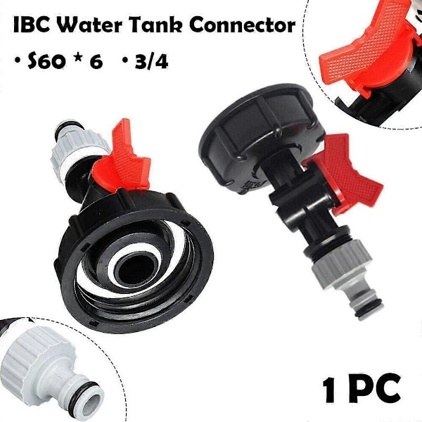 IBC-adapteri puutarhan vesisäiliöön IBC S60X6 hanalla ja liittimellä