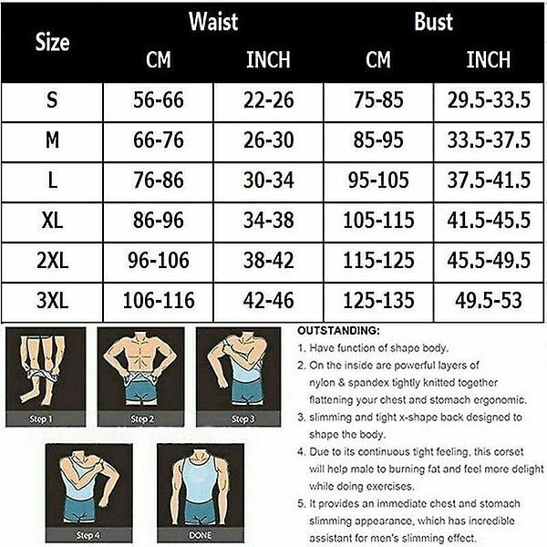 2 st Herr Shapewear Magekontroll Tank Top Kompression Black S