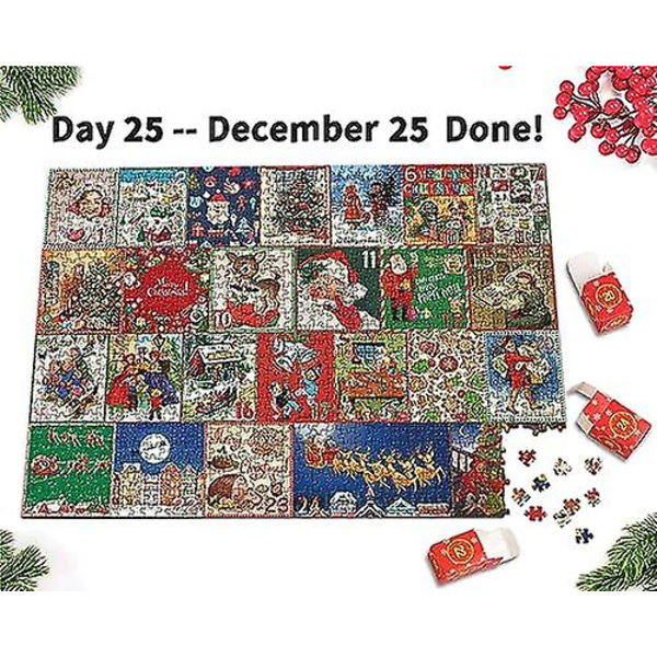 2023 jul adventskalender pussel 1000 st, 24 delar 1000 bitar pussel present för nedräkning till jul