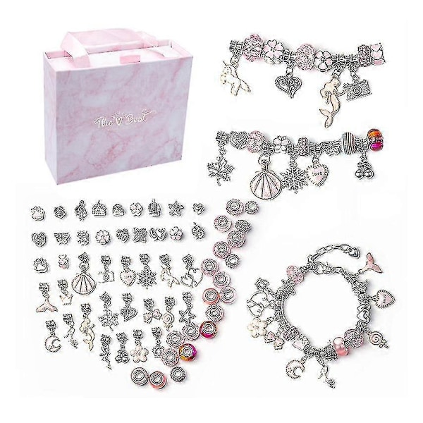 Qian Charme Armbånd Fremstillingssæt, DIY Charme Smykker Armbånd Fremstillingssæt Med Gaveæske