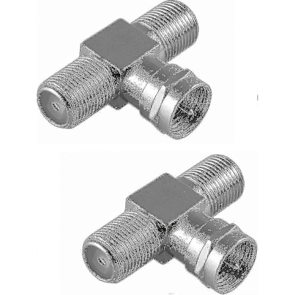 2x Koaksial T-splitter For Sat Tv (2x Hunn F-plugg Til 1x Hann F-plugg), F Antenne Splitter Adapter For Koaksialkabler - Antennekabel (antennekobler), C