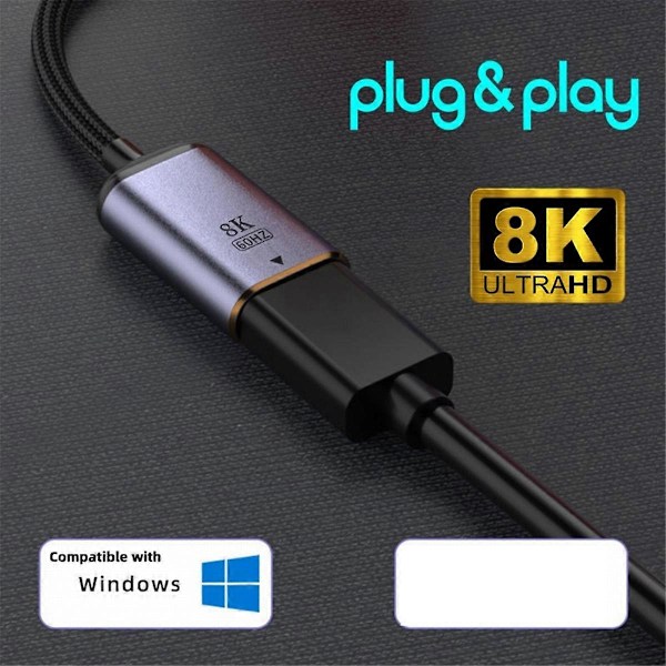 USB-C till Displayport Adapter Konverterare USB-C Typ C Hona Källa till Displayport 1.4 Hane HDTV Kabel