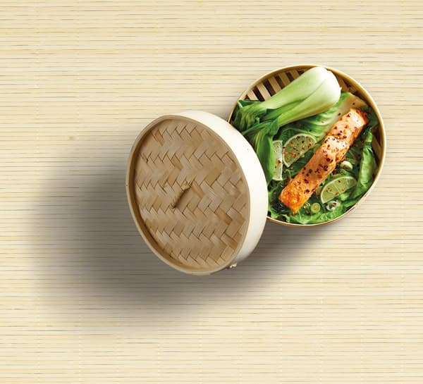 Bambusteamer, traditionell bambusteamer, Pure Oriental för ris, kött, dim sum och grönsaker