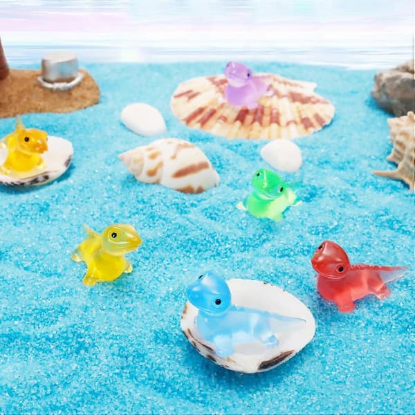 60 stk Lysende Mini Harpiks Øgle, Miniatyr Øglefigurer Gløder i Mørket, Mini Øglefigur for Fehage Mikrolandskap Dekor
