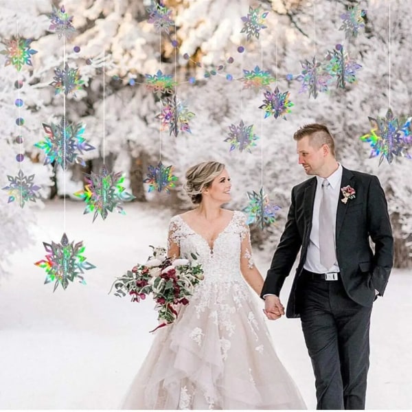 Vinterfestpapper iriserande 3D snöflinga Prickar Girlander Vägghängande Födelsedag Bröllop Baby Shower Snö Juldekorationer 6Pcs 3D Snowflakes