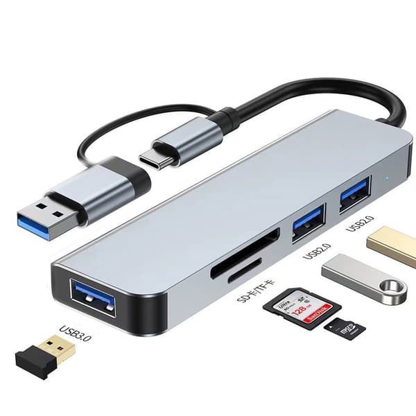 Ny dual-head 5-i-2 dokkingstasjon usb hub hub-utvider multi-funksjon dokkingstasjon