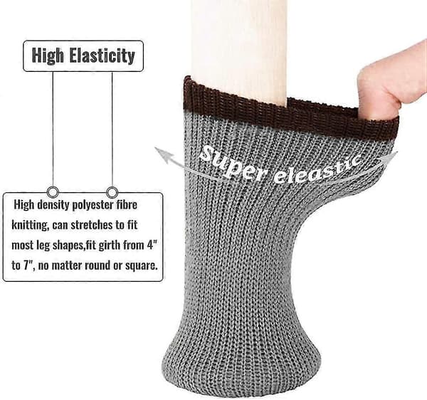 24 st Stolsbensstrumpor med Filtkuddar, Högelastiska Stickade Golvskydd