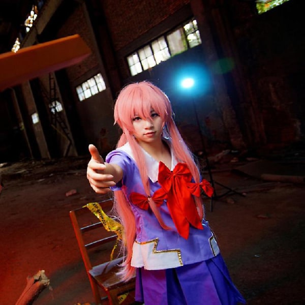 Damer/flickor The Future Diary Yuno Gasai Cosplay Costume Mirai Nikki Top Kjol Uniform Dress Outfit Costume XXL