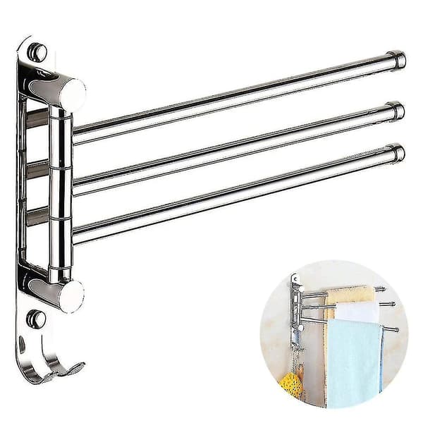 Svingbart Håndklestativ Rustfritt Stål Baderomshåndkleholder - 3 Stenger