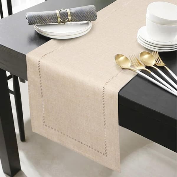 Beige linservietter 183 x 32 Moderne linservietter og vaskbare til spisebord Borddekorasjon Møbler