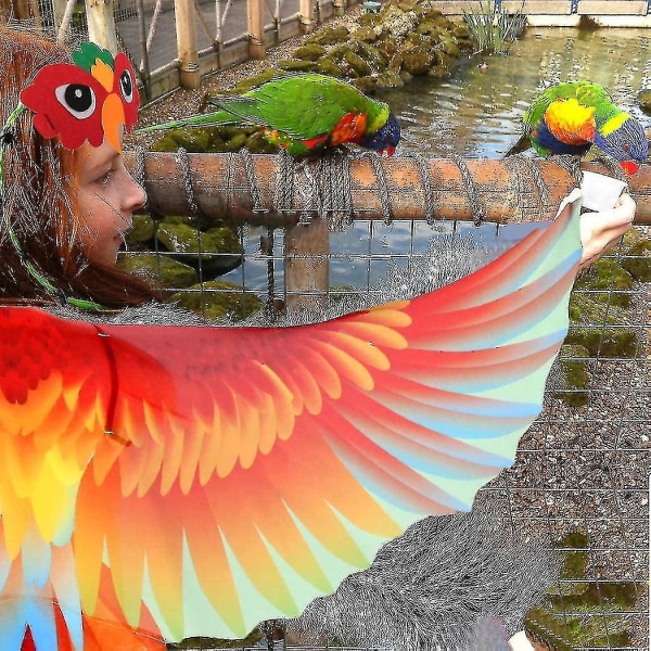 Fågelkostym Papegojvingar för barn med fågelmask, örnklädningsvingar för flickor Pojkar Halloween Rollspel Partyfavors Orange Parrot