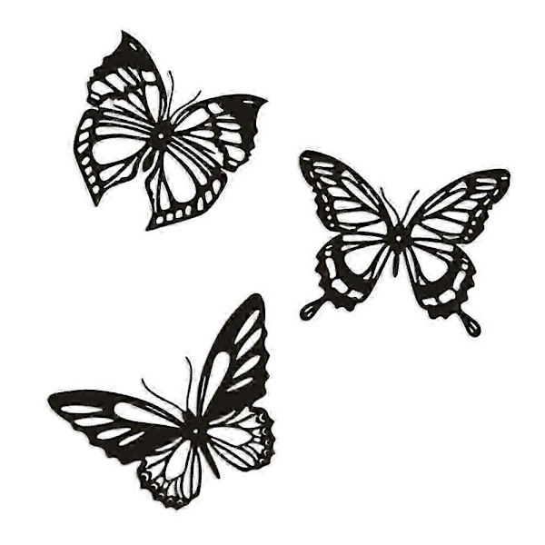 3 st Butterfly Metall Väggdekor Metall Väggdekoration Bondgård Rustik Hemmakontor Sovrum Dekor