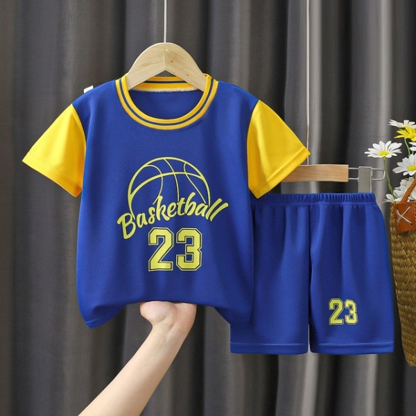 Ny sommarbasketdräkt för barn, T-shirt + shorts Blue 24M