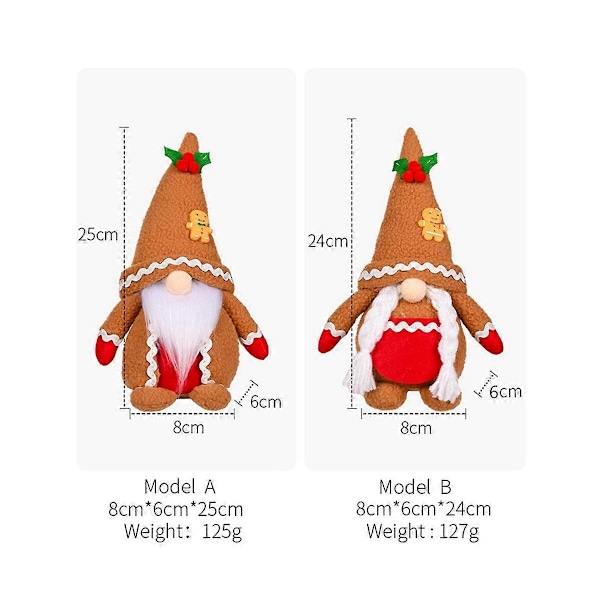 Khaki Peberkagemand Juleplys Strikket Ansigtsløs Nisse Rudolph Dukke til Hjemmegaver Ornamenter