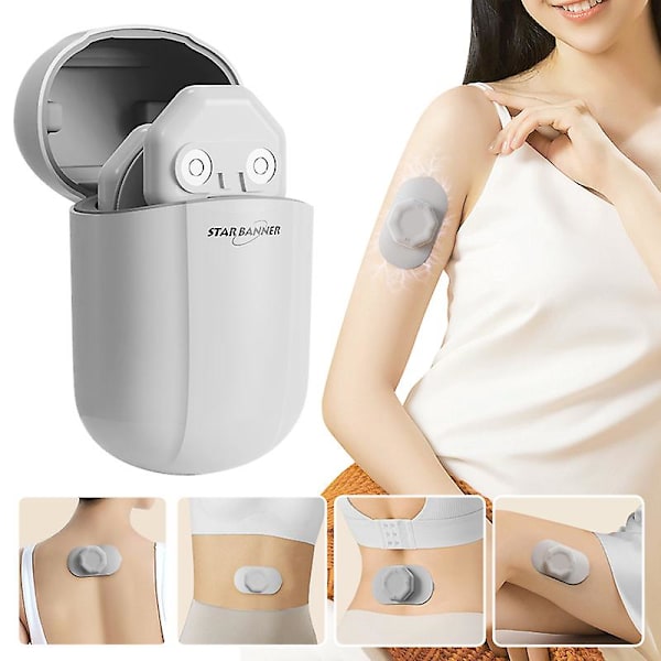 Bärbar massageplåster Laddningsbox Mini Smärtlindrande terapianordning Trådlös elektrisk pulsmassager för nacke axel rygg Black no RC