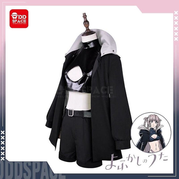 Nanakusa Nazuna Cosplay Call Of The Night Cosplay Kostym Svart Jacka Läder Shorts Outfit Yofukashi No Uta Cosplay Peruk kostym Wig 3XL