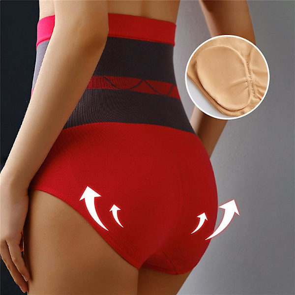 Kvinnor Formande trosor med hög midja Andningsbar kroppsformare Ny slimmad mage Underkläder Butt Lifter Sömlösa trosor Shaperwear Red M-L fir 40-50kg