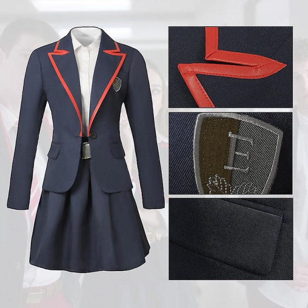 Elite Cosplay Kostym, Omar Samuel Guzman Cosplay Outfit Skoluniform Nadia Rebe Studenter Academia Outfit Klänning Grå Kappa Jk Skoluniform Hallowee Female L
