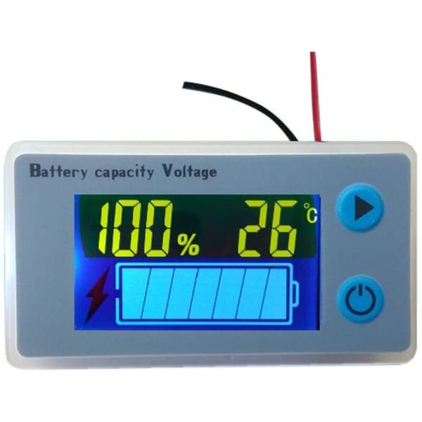 Alarm plus probe, voltmeter, multifunktion 10-100V LCD batterikapacitetsdisplay med temperaturvisning