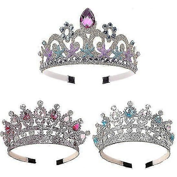 3 st Prinsesskrona, Prinsesskronor för flickor, Prinsessdiadem för barn, Prinsess Guld Krona Diadem, Glittrande Krona Hårband, För Flickor Barn Födelsedag
