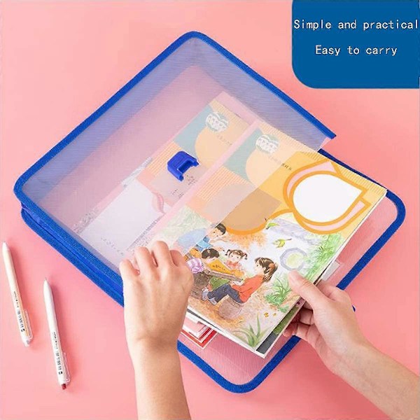 A4 Plastmappe, 3 stk. Transparent Mappe Dokumentholder, Utvidbar Dokumentmappe Konvolutt med Håndtak, med Visittkortholder