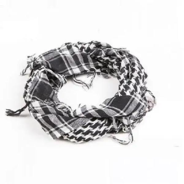 Stilig Arafat Arab Scarf Sjal Keffiyeh Kafiya Lätt Military Shemagh Palestine Man Stripe Scarf med tofsar Mjuk Varm Black