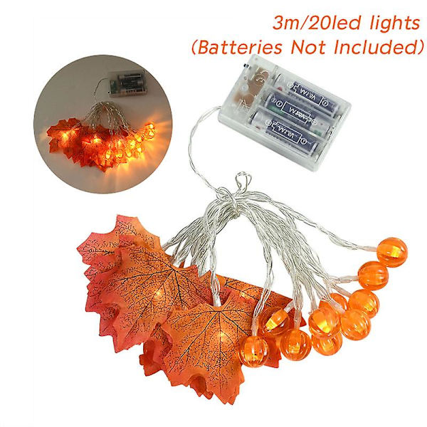Konstgjorda höstlönnlöv Pumpagirland Led Fairy Lights För Thanksgiving Julfest Gör själv-dekoration Halloween rekvisita
