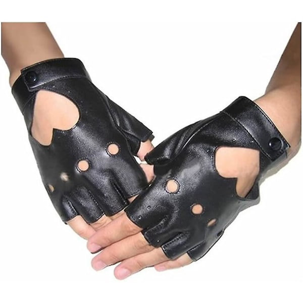 Punk Fingerless Danshandske för kvinnor, Jazz Style Glove, Pu Läder