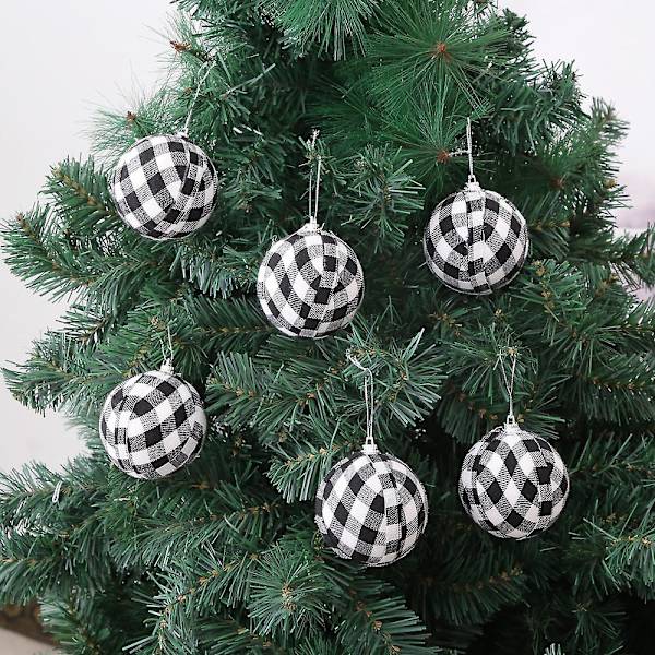 Pläd Ball Ornaments Juldekor Tyg inslagna bollar Xmas Holiday för heminredning