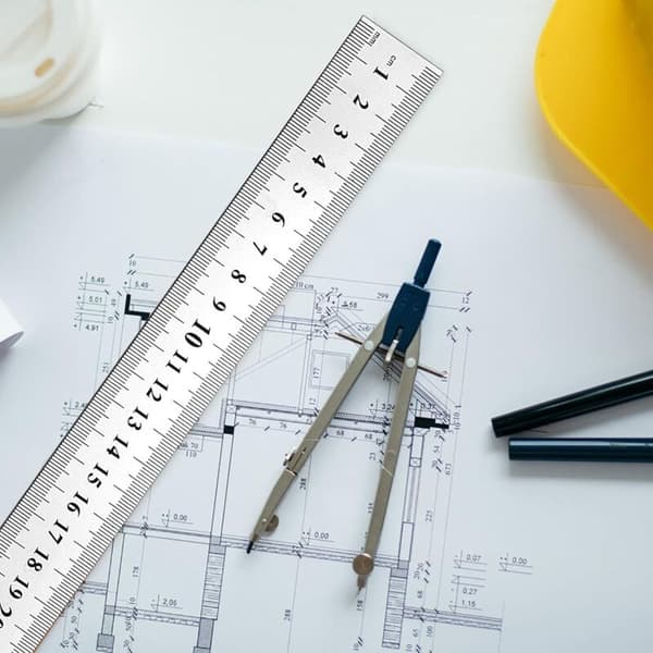 3-delt lineal sæt (15, 20, 30 cm) - Værktøj til studerende og kontorbrug (lineal i rustfrit stål). Sølv
