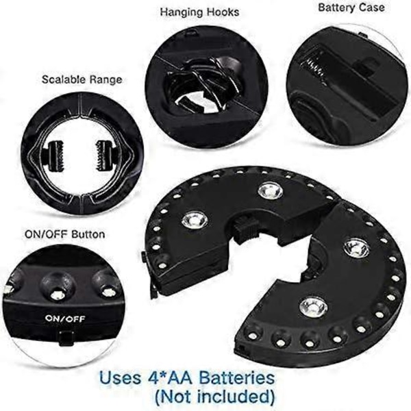 Pation aurinkovarjon valo, johdoton 28 LED-valoa, vedenpitävä, 3 valaistustilaa ja USB-ladattava