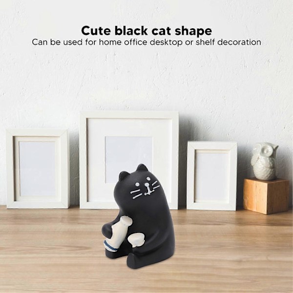 2 stk. Miniature Sort Kat Figur Resin Tegneserie Sød Kat Ornament Dyrefigurer til Miniature Landskabsdekoration