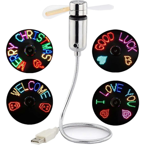 LED USB-fläkt, Ny Kreativ Programmerbar USB-driven Portabel Fläkt, Mini Svanhals DIY Meddelandefläkt