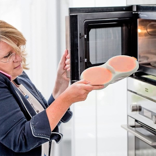Mikrobølgeovn Eggepocherer, Dampkoker Egg, Dobbeltlags Non-Stick Gryte med Lokk for Matlaging av Egg på Kjøkkenet (Gul)