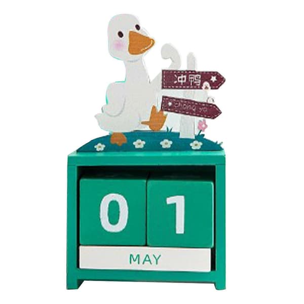 Evighetskalender i trä Nedräkning Månad Datum Block Kuber Kalender Söt Skrivbordsdekoration Typ 3