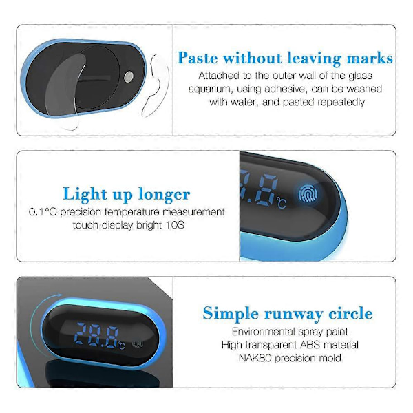 Akvarietermometer, Digitalt akvarietermometer, LED-display termometer til akvarium, terrarium og vivarium