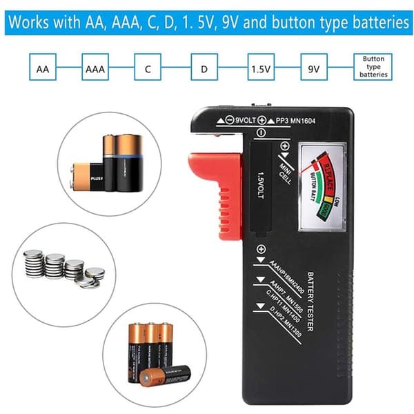 Universal batteritester, digital batteritester, til AA AAA CD 9V nøgle-type batterier 1.5V batterispændingscontroller