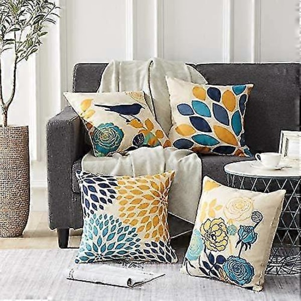 4-pack Bomull Kuddfodral för Hem Stolar 45x45 cm