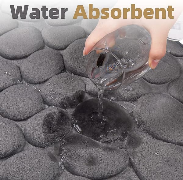 Memory Foam Bademåtte Komfortable Badeværelsestæpper Super Absorberende Badeværelsestæpper Maskinvaskbare Badeværelsesmåtter Skridsikre Tæpper Bløde Sten Prægede Tæpper Thi