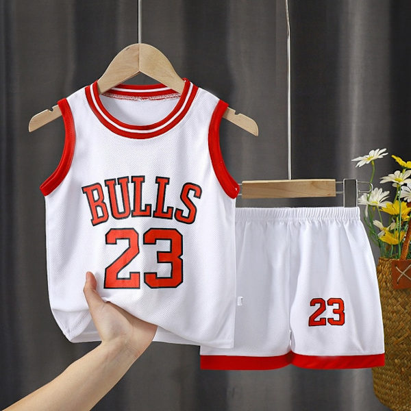 Ny sommarväst för basketsport för barn + shorts White 6T