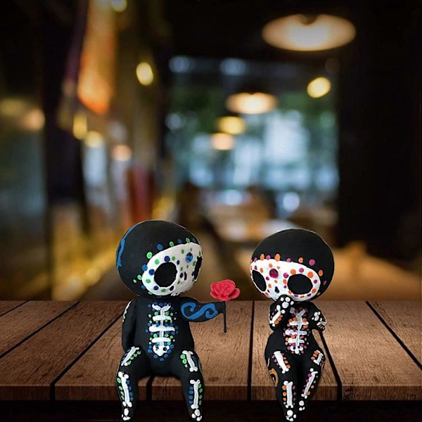 Halloween-Sukkerkraniefigurer, Dejlige Harpikshåndværk Sukkerkranie Par Statue Dekor, Harpiksskelet Par Figur Gotiske Bordplade Ornamenter til Mot