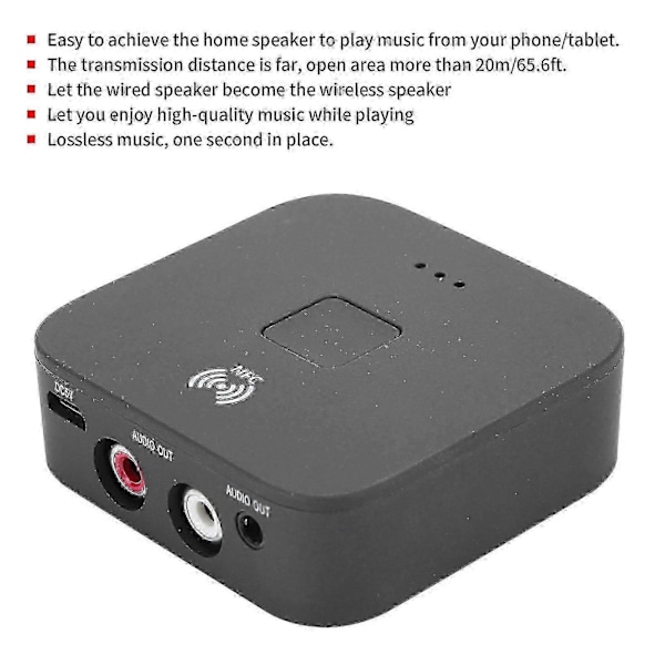 Bluetooth RCA-modtager 3,5 mm Jack Aux Trådløs Adapter Audio Receiver Værktøj Til Tv Bil-lian