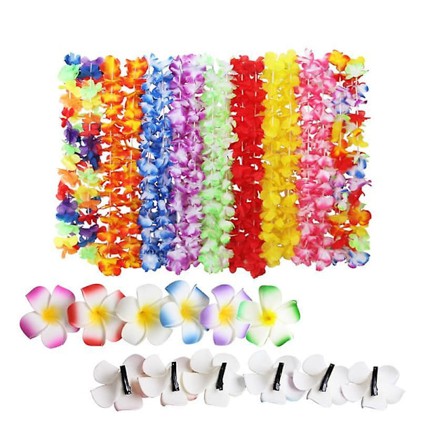 12 Hawaiianska Blomsterhalsband, Hawaiianska Luau-blommor